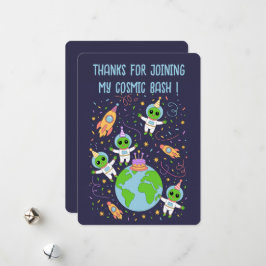 Tarjeta Festiva Gracias por unirse a mi fiesta cósmica de cumpleañ