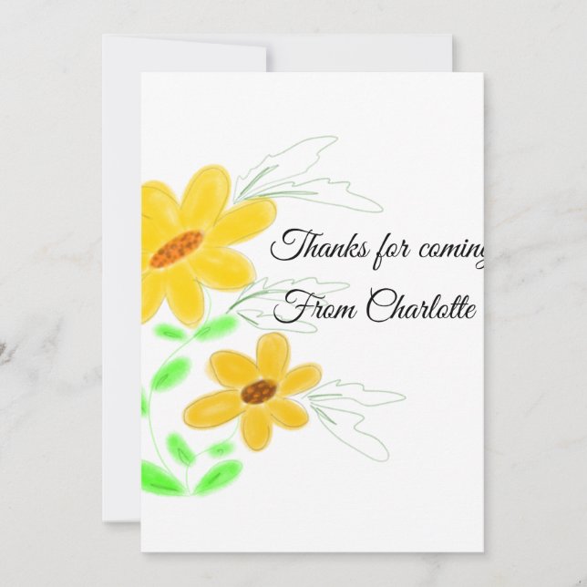 Tarjeta Festiva gracias por venir agregar nombre texto girasol ama (Anverso)