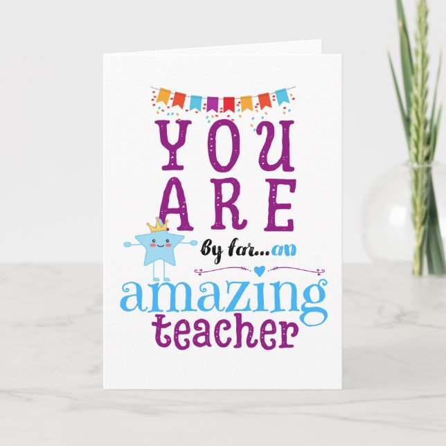 Tarjeta Festiva Gracias Profesor Asombroso Que Eres (Anverso)