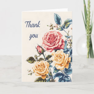 Tarjeta Festiva Gracias Rosas Vintage Flores