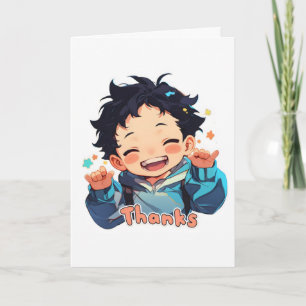 Tarjeta Festiva Gracias Smile Boy Anime