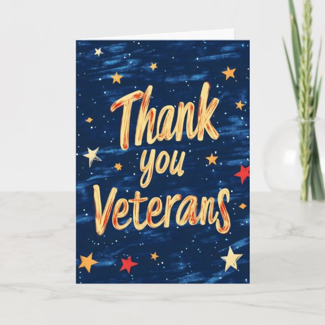 Tarjeta Festiva Gracias Veterans Blue (Anverso)
