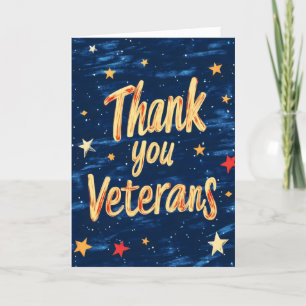 Tarjeta Festiva Gracias Veterans Blue