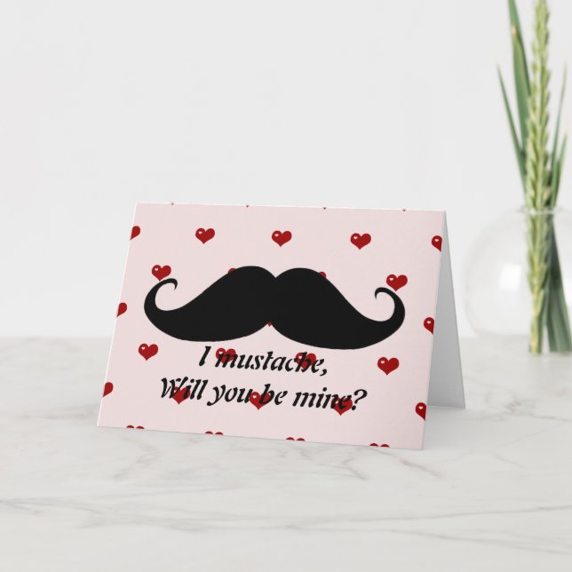 Tarjeta Festiva Graciosa bigote El día de San Valentín hipster tar (Anverso)