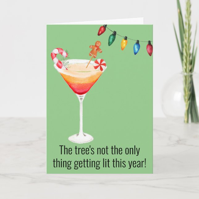 Tarjeta Festiva Graciosa Cocktail Beaking Watercolor (Anverso)