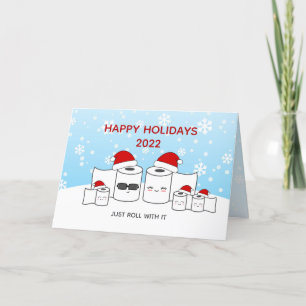 Tarjeta Festiva Graciosa familia de papel higiénico de 5