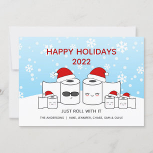 Tarjeta Festiva Graciosa familia de papel higiénico de 5