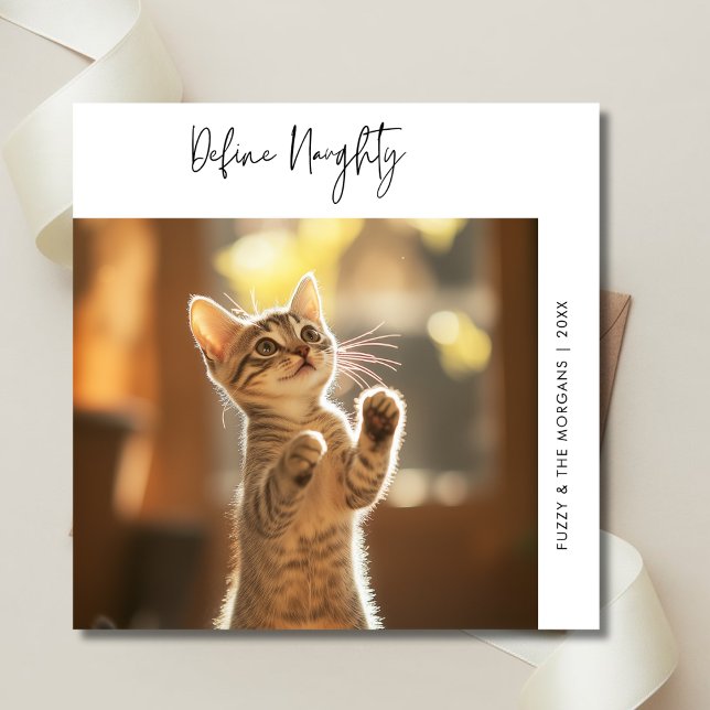 Tarjeta Festiva Graciosa foto de gato define Mascota de perro de N (Subido por el creador)