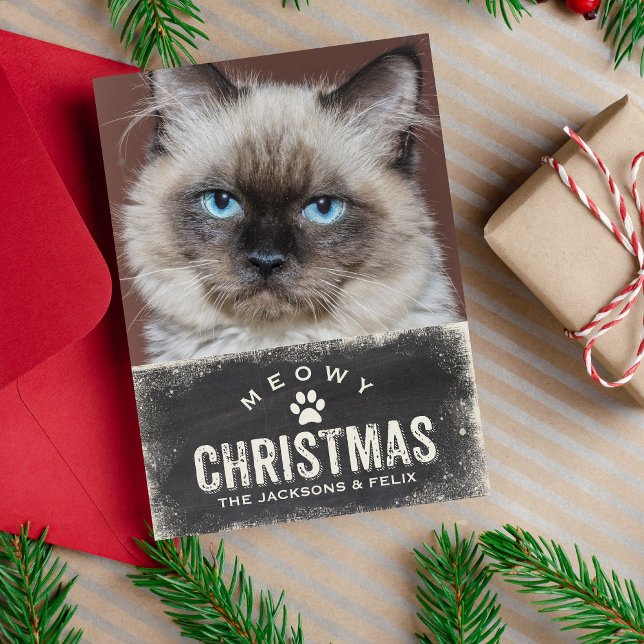 Tarjeta Festiva Graciosa foto de gato para Navidades de Meowy (Subido por el creador)