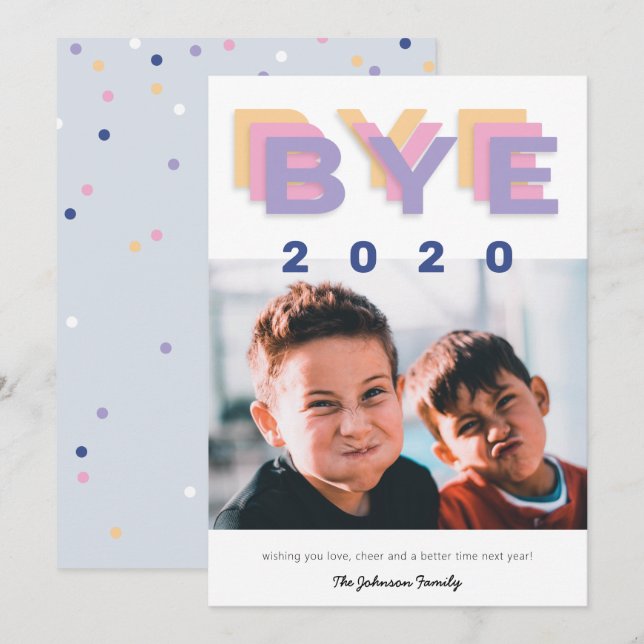 Tarjeta Festiva Graciosa foto de moda "Bye 2020" (Anverso / Reverso)