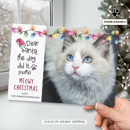 Tarjeta Festiva Graciosa foto de Navidades de Cat QUERIDA SANTA