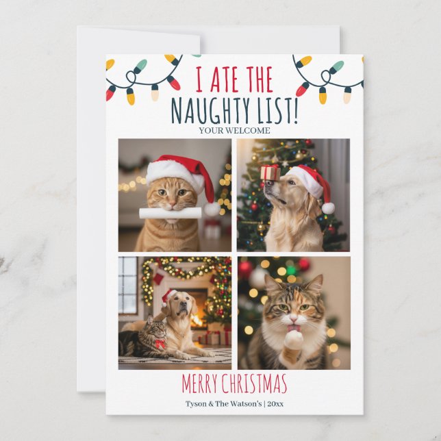 Tarjeta Festiva Graciosa foto de Navidades Personalizados de la li (Anverso)