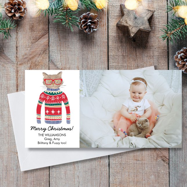 Tarjeta Festiva Graciosa foto de Personalizado de suéter de Navida (Subido por el creador)