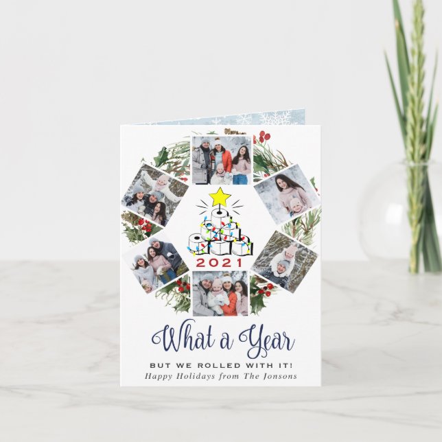 Tarjeta Festiva Graciosa foto de What a Year Christmas Tree 6 (Anverso)