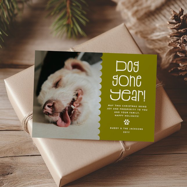 Tarjeta Festiva Graciosa foto del Mascota "Perro se fue un año" (Subido por el creador)