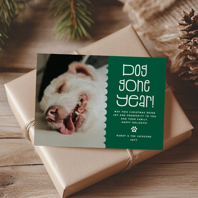 Tarjeta Festiva Graciosa foto del Mascota "Perro se fue un año" (Subido por el creador)