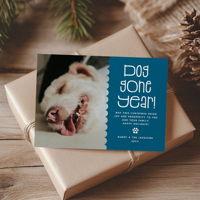 Tarjeta Festiva Graciosa foto del Mascota "Perro se fue un año" (Subido por el creador)