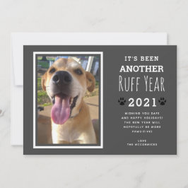 Tarjeta Festiva Graciosa foto Mascota Huesos de Perro Gris Ruff Añ