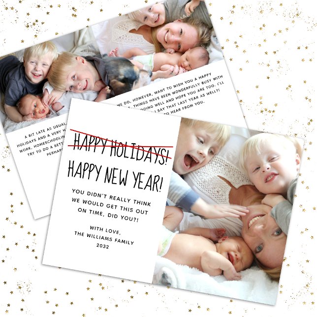 Tarjeta Festiva Graciosa foto tardía Feliz Año Nuevo (Subido por el creador)