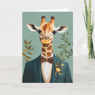 Tarjeta Festiva Graciosa jirafa elegante animal