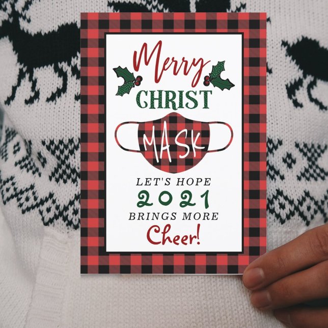 Tarjeta Festiva Graciosa "Máscara de Cristo Feliz" Moderna (Subido por el creador)