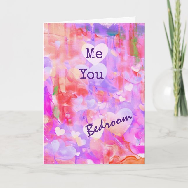 Tarjeta Festiva Graciosa Naught Valentine Watercolor Abstract Pink (Anverso)