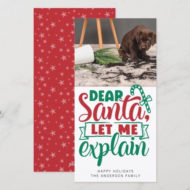 Tarjeta Festiva Graciosa Querida Santa Déjame Explicar La Foto (Anverso / Reverso)