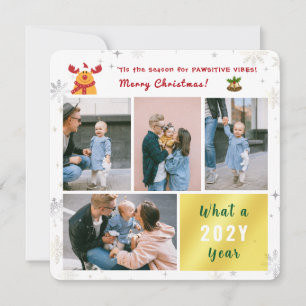 Tarjeta Festiva Graciosa Rudolph 4 Fotos Collage Letter Cute Merry