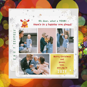 Tarjeta Festiva Graciosa Rudolph Oh Deer Peace Love Joy Foto moder
