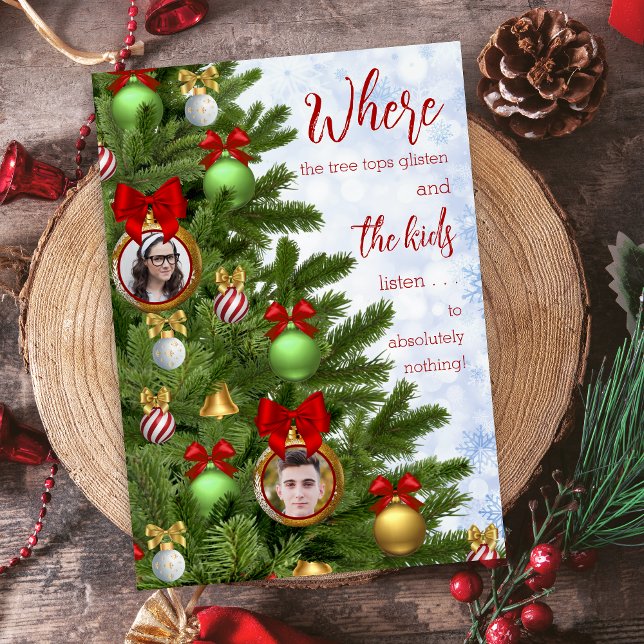 Tarjeta Festiva Graciosa Sarcástica Niños Humor Familia Feliz Navi (cute 2 photo funny sarcastic humor family kids christmas cards with personalized message on the back)