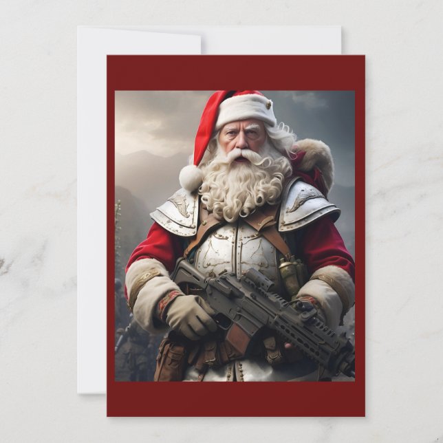 Tarjeta Festiva Graciosa Scary Santa Naughty List (Anverso)