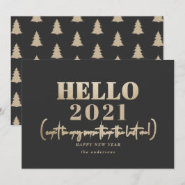 Tarjeta Festiva Graciosa tipografía moderna hola año nuevo