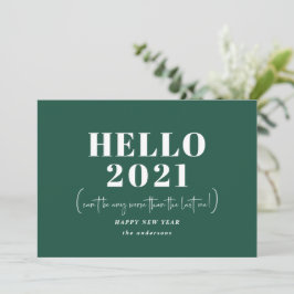 Tarjeta Festiva Graciosa tipografía moderna hola año nuevo