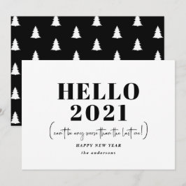 Tarjeta Festiva Graciosa tipografía moderna hola año nuevo