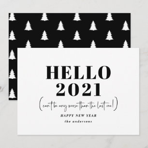 Tarjeta Festiva Graciosa tipografía moderna hola año nuevo