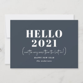 Tarjeta Festiva Graciosa tipografía moderna hola año nuevo