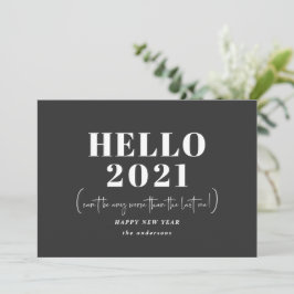 Tarjeta Festiva Graciosa tipografía moderna hola año nuevo