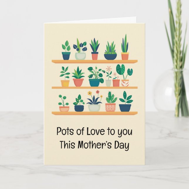 Tarjeta Festiva Graciosas plantas putrefactas en el Día de la Madr (Anverso)