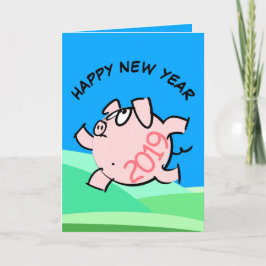 Tarjeta Festiva Gracioso 6b Ilustracion Personalizado Año Cerdo Cu