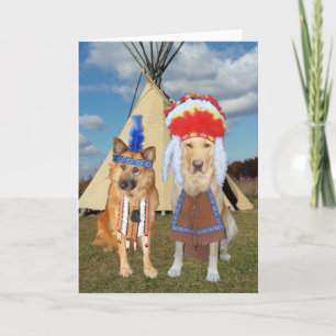 Tarjeta Festiva Gracioso aniversario de perros nativos estadounide