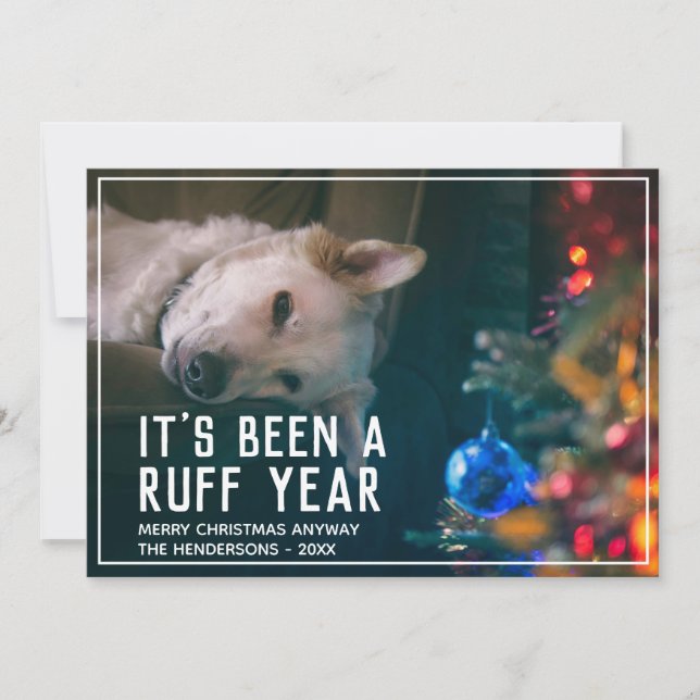 Tarjeta Festiva Gracioso Año de Ruff Perro 2020 (Anverso)
