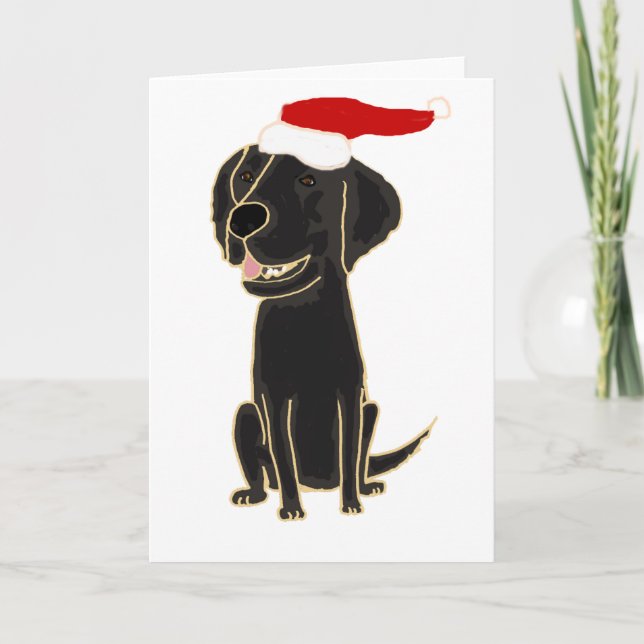 Tarjeta Festiva Gracioso arte de Navidades de recuperadores planos (Anverso)