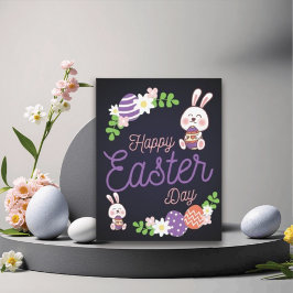 Tarjeta Festiva Gracioso Bunny Feliz Día de Pascua