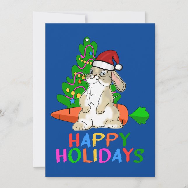 Tarjeta Festiva Gracioso Bunny Happy Holidays (Anverso)
