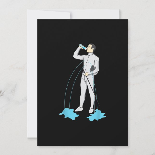 Tarjeta Festiva Gracioso Deportista De Esgrima (Anverso)