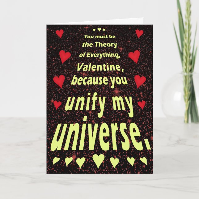 Tarjeta Festiva Gracioso El día de San Valentín del espacio exteri (Anverso)