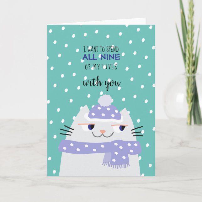 Tarjeta Festiva Gracioso El día de San Valentín Gato (Anverso)