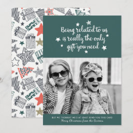 Tarjeta Festiva Gracioso El Único Regalo Que Necesitas | Foto verd