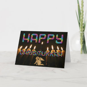 Tarjeta Festiva Gracioso Feliz Chris Mukkah Angel Navidades Hanukk