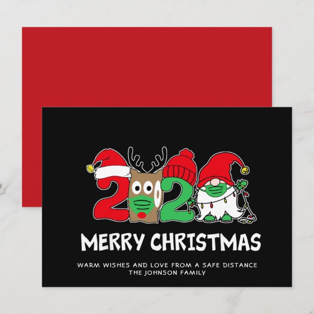 Tarjeta Festiva Gracioso Feliz Cuarentena de Navidades 2021 Saludo (Anverso / Reverso)